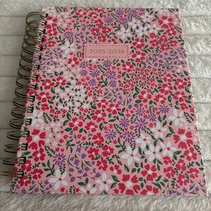 Floral 2025/2026 Spiral Planner | Gold Coil Tabbed Agenda | Weekly Monthly